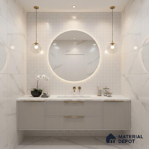 Mosaic Wall Tile TL 07180 Penny Cosmo White 1 ft x 1 ft Glossy Finish Ceramic Tile - 10 mm