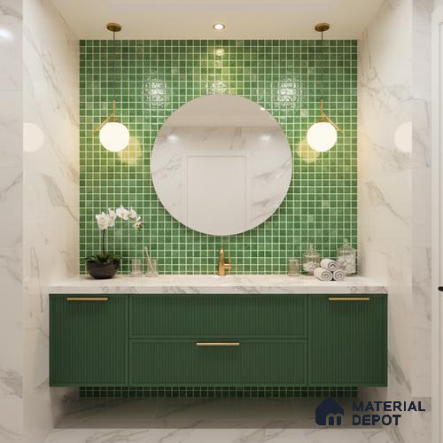 Mosaic Wall Tile TL 07180 D Penny Cosmo Green 1 ft x 1 ft Glossy Finish Ceramic Tile - 10 mm