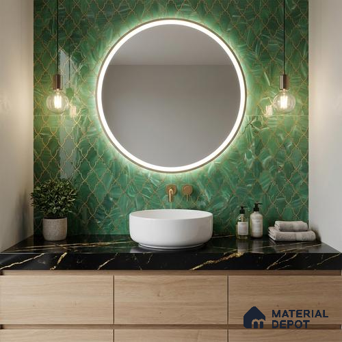Glass Highligter Wall Tile TL 07330 Jade Trellis 2 ft x 1 ft Glossy Finish Ceramic Tile - 9 mm | Suitable For Bathroom, Kitchen Backsplashes