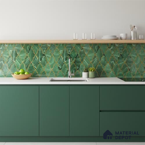 Glass Highligter Wall Tile TL 07330 Jade Trellis 2 ft x 1 ft Glossy Finish Ceramic Tile - 9 mm | Suitable For Bathroom, Kitchen Backsplashes