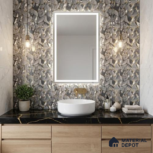 Glass Highligter Wall Tile TL 07332 Grey Flux 2 ft x 1 ft Glossy Finish Ceramic Tile - 9 mm | Suitable For Bathroom, Kitchen Backsplashes