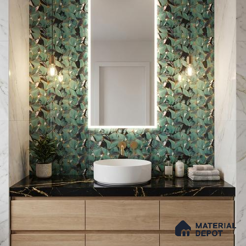 Glass Highligter Wall Tile TL 07333 Aqua Drift 2 ft x 1 ft Glossy Finish Ceramic Tile - 9 mm | Suitable For Bathroom, Kitchen Backsplashes
