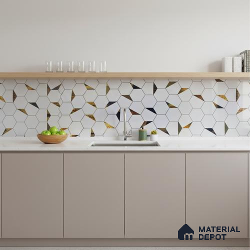 Glass Highligter Wall Tile TL 07334 Mirror Hive 2 ft x 1 ft Glossy Finish Ceramic Tile - 9 mm | Suitable For Bathroom, Kitchen Backsplashes