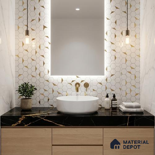 Glass Highligter Wall Tile TL 07334 Mirror Hive 2 ft x 1 ft Glossy Finish Ceramic Tile - 9 mm | Suitable For Bathroom, Kitchen Backsplashes
