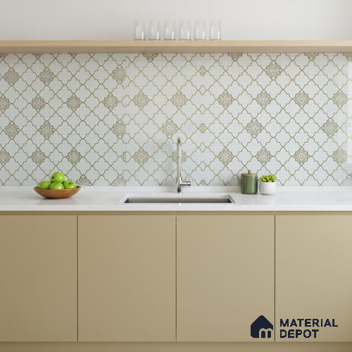 Glass Highligter Wall Tile TL 07335 Noor Lattice 2 ft x 1 ft Glossy Finish Ceramic Tile - 9 mm | Suitable For Bathroom, Kitchen Backsplashes