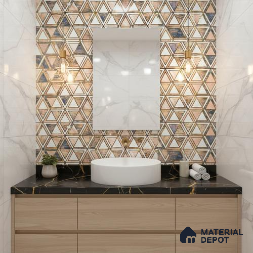 Glass Highligter Wall Tile TL 07352 Peach Prism 2 ft x 1 ft Glossy Finish Ceramic Tile - 9 mm | Suitable For Bathroom, Kitchen Backsplashes