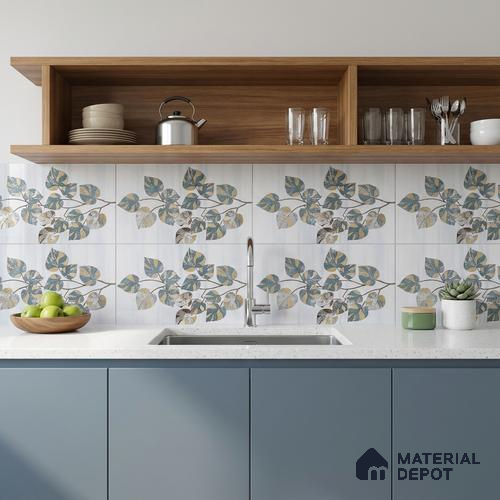 Glass Highligter Wall Tile TL 07356 Leaf Royale 2 ft x 1 ft Matte Finish Ceramic Tile - 9 mm | Suitable For Bathroom, Kitchen Backsplashes