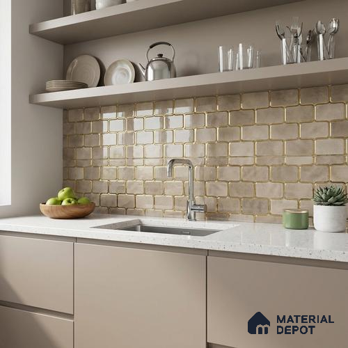 Glass Highligter Wall Tile TL 07359 Golden Craze 2 ft x 1 ft Glossy Finish Ceramic Tile - 9 mm | Suitable For Bathroom, Kitchen Backsplashes