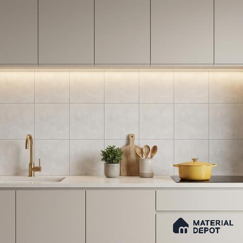 Subway Wall & Floor Tile TL 07366 Trend White 200 mm x 200 mm Matte Finish Vitrified Tile - 8 mm | 4 Random Design | Suitable For living Room, Bedroom, Kitchen | Please Expect a Slight Variation of Pattern