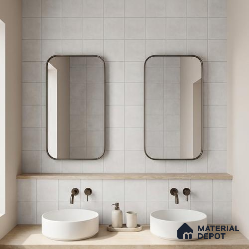 Subway Wall & Floor Tile TL 07366 Trend White 200 mm x 200 mm Matte Finish Vitrified Tile - 8 mm | 4 Random Design | Suitable For living Room, Bedroom, Kitchen | Please Expect a Slight Variation of Pattern
