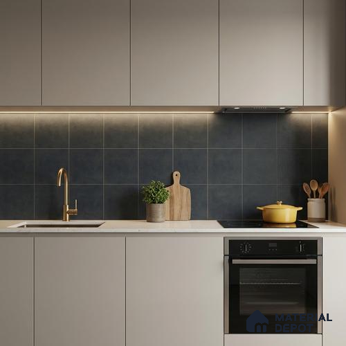Subway Wall & Floor Tile TL 07371 Trend Black 200 mm x 200 mm Matte Finish Vitrified Tile - 8 mm | 4 Random Design | Suitable For living Room, Bedroom, Kitchen | Please Expect a Slight Variation of Pattern