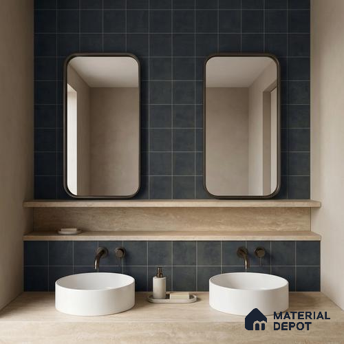 Subway Wall & Floor Tile TL 07371 Trend Black 200 mm x 200 mm Matte Finish Vitrified Tile - 8 mm | 4 Random Design | Suitable For living Room, Bedroom, Kitchen | Please Expect a Slight Variation of Pattern