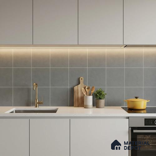 Subway Wall & Floor Tile TL 07375 Trend Grey 200 mm x 200 mm Matte Finish Vitrified Tile - 8 mm | 4 Random Design | Suitable For living Room, Bedroom, Kitchen | Please Expect a Slight Variation of Pattern