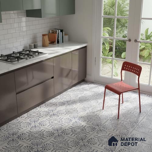 Moroccan Wall & Floor Tile TL 07380 Gemer Azul 2 ft x 2 ft Matte Finish Vitrified Tile - 9 mm | Suitable For living Room, Bedroom, Bathroom | Please Expect a Slight Variation of Pattern