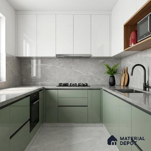 Marble Wall & Floor Tile TL 07385 Admire Gris 4 ft x 2 ft Glossy Finish Vitrified Tile - 9 mm | 4 Random Design | Suitable For living Room, Bedroom, Kitchen