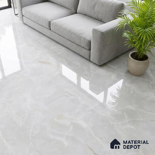 Marble Wall & Floor Tile TL 07389 Thunder Onyx Grey 4 ft x 2 ft Glossy Finish Vitrified Tile - 9 mm | 4 Random Design | Suitable For living Room, Bedroom, Kitchen