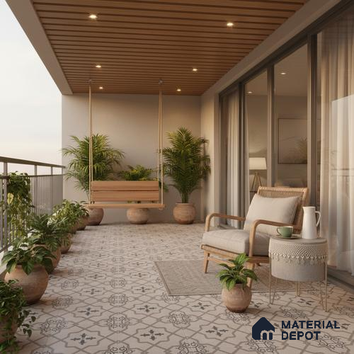 Moroccan Wall & Floor Tile TL 07425 Elude 2 ft x 2 ft Matte Finish Vitrified Tile - 9 mm | Suitable For living Room, Bedroom, Bathroom | Please Expect a Slight Variation of Pattern