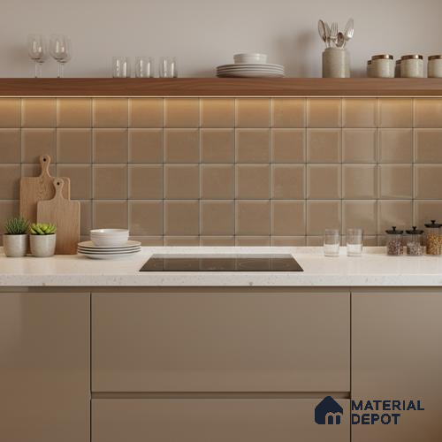 Faux Subway Wall Tile TL 07515 E  Plaid Walnut 2 ft x 1 ft Ceramic Glossy Finish - 8 mm | Suitable for Bathroom, Kitchen backsplash | Please Expect a Slight Variation of Pattern
