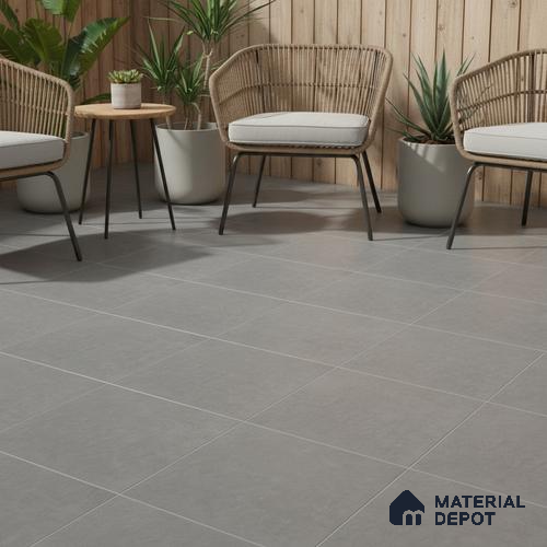 Stone Floor Tile TL 07521 E Signature Nero 16 x 16 inch Texture Finish Vitrified Tile - 12 mm | Suitable for Parking, Outdoor & Bathroom | Pattern Alignment May Vary | 2-3 mm Spacer is Mandatory