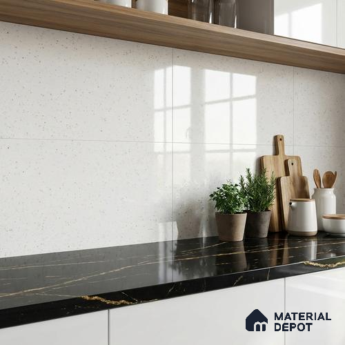 Cream Marble Wall Tile TL 07523 Lustra 3032 Tab L 2 ft x 1 ft Ceramic Glossy Finish - 9 mm |  | Suitable for Living Room, Bedroom, Bathroom