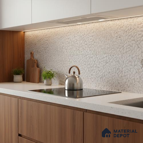 Grey Highlighter Wall Tile TL 07524 G Lustra Terrazzo Grey Decor 2 ft x 1 ft Ceramic Carving Satin Finish - 9 mm | | Suitable for Living Room, Bedroom, Bathroom