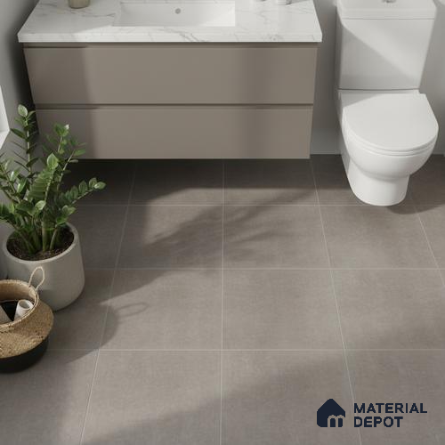 Grey Plain Floor Tile TL 07528 E Lustra Verdant Radiance 1 ft x 1 ft Ceramic Carving Matte Finish - 9 mm |  | Suitable for Living Room, Bedroom, Bathroom