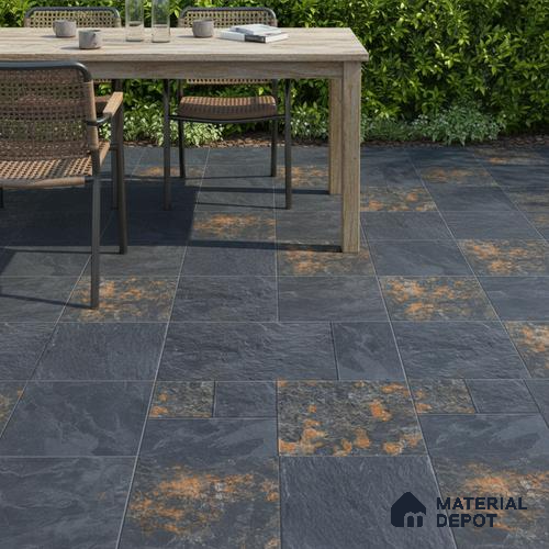 Parking Floor Tile TL 07532 Stonis Black 400x400 mm Matte Finish Vitrified Tile - 12 mm | Pattern Alignment May Vary | 2-3 mm Spacer is Mandatory