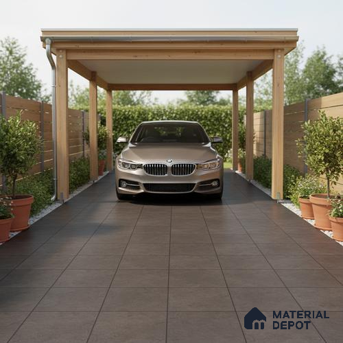 Stone Floor Tile TL 07533 C Glitter Coffee 16 x 16 inch Texture Finish Vitrified Tile - 12 mm | Suitable for Parking, Outdoor & Bathroom | Pattern Alignment May Vary | 2-3 mm Spacer is Mandatory