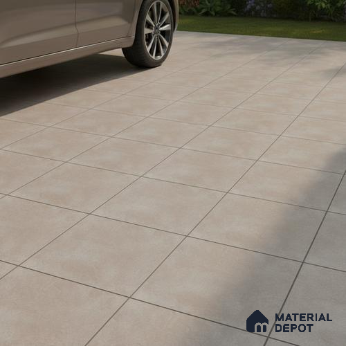 Stone Floor Tile TL 07533 E Glitter Cement 16 x 16 inch Texture Finish Vitrified Tile - 12 mm | Suitable for Parking, Outdoor & Bathroom | Pattern Alignment May Vary | 2-3 mm Spacer is Mandatory