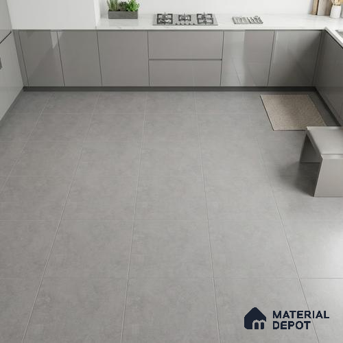 Cement Look Floor Tile TL 07534 Burnished Chrome 2 ft x 2 ft Matte Finish Vitrified Tile - 9 mm | 8 Random | Design Suitable For Living Room, Bedroom & Dining
