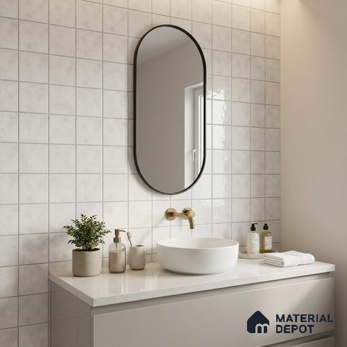 Subway Wall & Floor Tile TL 07550 B Easton Bianco 7.87 inch x 7.87 inch Vitrified Glossy Finish - 9 mm | 6 Random Design | 2 mm Spacer is Mandatory | Please Expect a Slight Variation of Pattern