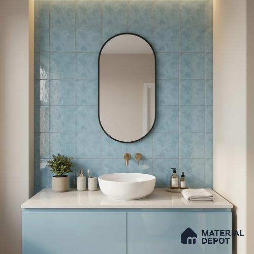 Subway Wall & Floor Tile TL 07550 D Easton Blue 7.87 inch x 7.87 inch Vitrified Glossy Finish - 9 mm  | 6 Random Design | 2 mm Spacer is Mandatory | Please Expect a Slight Variation of Pattern