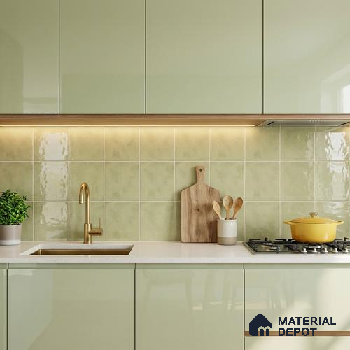 Subway Wall & Floor Tile TL 07550 F Easton Green 7.87 inch x 7.87 inch Vitrified Glossy Finish - 9 mm | 6 Random Design | 2 mm Spacer is Mandatory | Please Expect a Slight Variation of Pattern