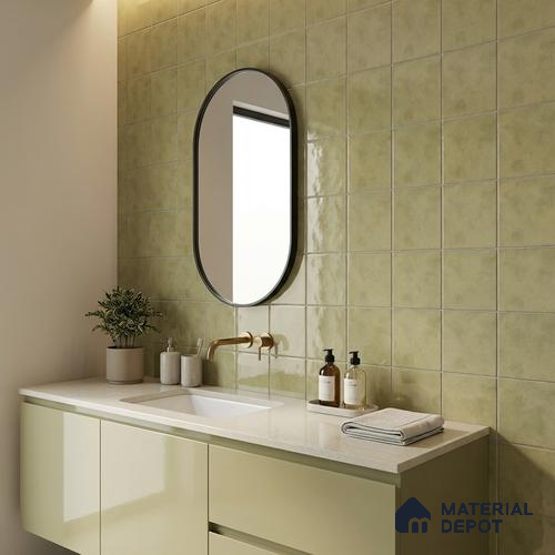 Subway Wall & Floor Tile TL 07550 F Easton Green 7.87 inch x 7.87 inch Vitrified Glossy Finish - 9 mm | 6 Random Design | 2 mm Spacer is Mandatory | Please Expect a Slight Variation of Pattern