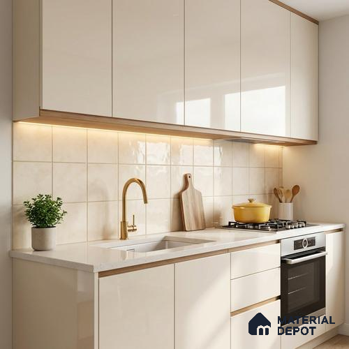 Subway Wall & Floor Tile TL 07550 J Easton Ivory 7.87 inch x 7.87 inch Vitrified Glossy Finish - 9 mm  | 6 Random Design | 2 mm Spacer is Mandatory | Please Expect a Slight Variation of Pattern
