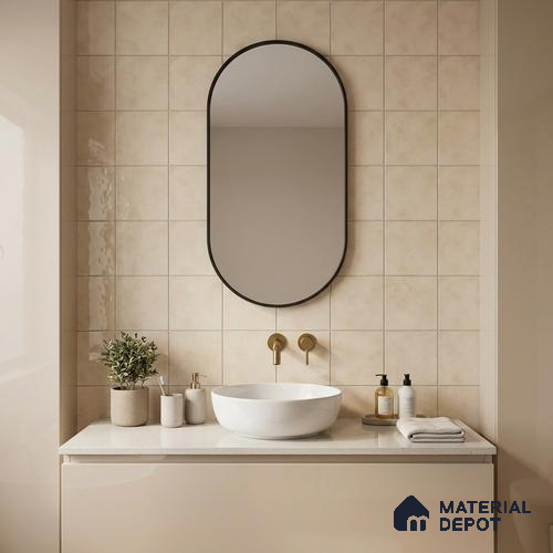 Subway Wall & Floor Tile TL 07550 J Easton Ivory 7.87 inch x 7.87 inch Vitrified Glossy Finish - 9 mm | 6 Random Design | 2 mm Spacer is Mandatory | Please Expect a Slight Variation of Pattern