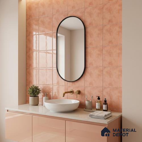 Subway Wall & Floor Tile TL 07550 L Easton Pink 7.87 inch x 7.87 inch Vitrified Glossy Finish - 9 mm | 6 Random Design | 2 mm Spacer is Mandatory | Please Expect a Slight Variation of Pattern