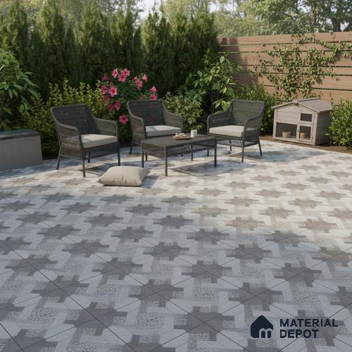 Parking Floor Tile TL 07551 Graphite Mist | 16 x 16 inch | Anti Skid Matte Finish Heavy Duty Vitrified Tile - 12 mm | Suitable For Outdoor, Terrace, Balcony | Pattern Alignment May Vary | 2-3 mm Spacer is Mandatory