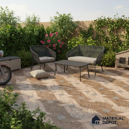Parking Floor Tile TL 07552 Chestnut Drift | 16 x 16 inch | Anti Skid Matte Finish Heavy Duty Vitrified Tile - 12 mm | Suitable For Outdoor, Terrace, Balcony | Pattern Alignment May Vary | 2-3 mm Spacer is Mandatory