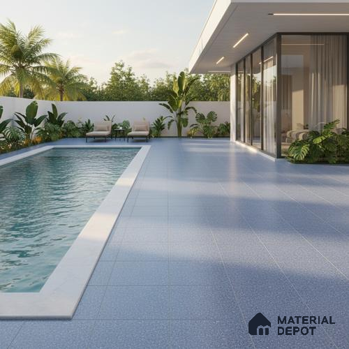 Parking Floor Tile TL 07553 Cerulean Whisper | 16 x 16 inch | Anti Skid Matte Finish Heavy Duty Vitrified Tile - 12 mm | Suitable For Outdoor, Terrace, Balcony | Pattern Alignment May Vary | 2-3 mm Spacer is Mandatory