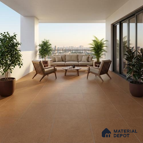 Parking Floor Tile TL 07555 Cocoa Ember | 16 x 16 inch | Anti Skid Matte Finish Heavy Duty Vitrified Tile - 12 mm | Suitable For Outdoor, Terrace, Balcony | Pattern Alignment May Vary | 2-3 mm Spacer is Mandatory