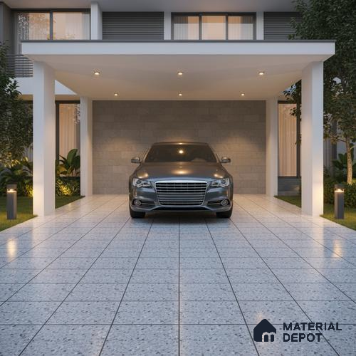Parking Floor Tile TL 07557 Frostveil | 16 x 16 inch | Anti Skid Matte Finish Heavy Duty Vitrified Tile - 12 mm | Suitable For Outdoor, Terrace, Balcony | Pattern Alignment May Vary | 2-3 mm Spacer is Mandatory