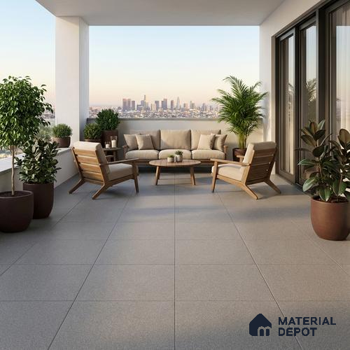 Parking Floor Tile TL 07559 Moon Ash | 16 x 16 inch | Anti Skid Matte Finish Heavy Duty Vitrified Tile - 12 mm | Suitable For Outdoor, Terrace, Balcony | Pattern Alignment May Vary | 2-3 mm Spacer is Mandatory