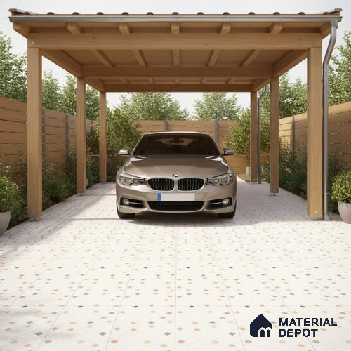 Parking Floor Tile TL 07565 Ivory Whisper | 16 x 16 inch | Anti Skid Matte Finish Heavy Duty Vitrified Tile - 12 mm | Suitable For High Traffic Areas, Terrace, Balcony | Pattern Alignment May Vary | 2-3 mm Spacer is Mandatory