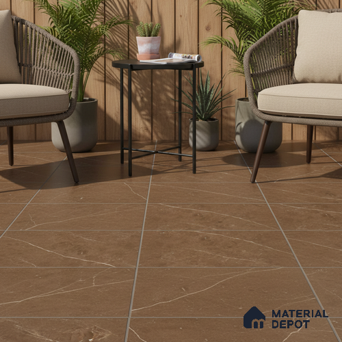 Parking Floor Tile TL 07575 Mosswood Bark | 16 x 16 inch | Anti Slip Matte Finish Heavy Duty Vitrified Tile - 12 mm | Suitable For High Traffic Areas, Terrace, Balcony | Pattern Alignment May Vary | 2-3 mm Spacer is Mandatory