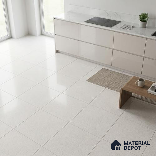 White Stone Wall & Floor Tile TL 07583 C Fine Stone Bianco Full Body 2 ft x 2 ft Vitrified Matte Finish - 9 mm