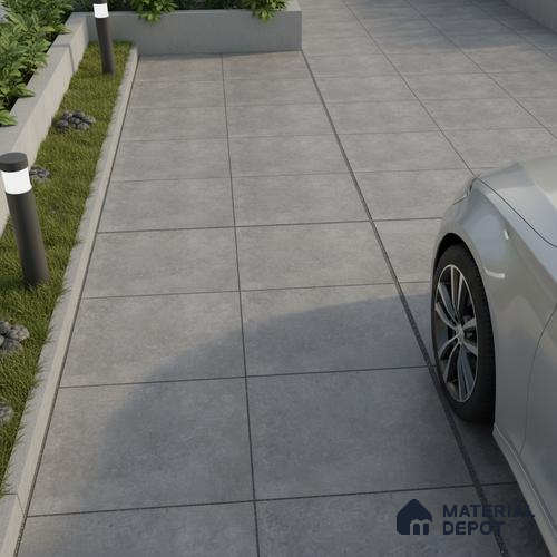 Stone Floor Tile TL 07586 B Basalt Grey 16 x 16 inch Texture Finish Vitrified Tile - 12 mm | Suitable for Parking, Outdoor & Bathroom | Pattern Alignment May Vary | 2-3 mm Spacer is Mandatory