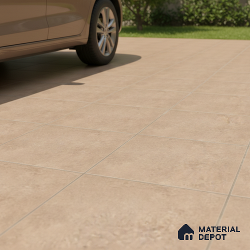 Stone Floor Tile TL 07586 E Basalt Caramel 16 x 16 inch Texture Finish Vitrified Tile - 12 mm | Suitable for Parking, Outdoor & Bathroom | Pattern Alignment May Vary | 2-3 mm Spacer is Mandatory