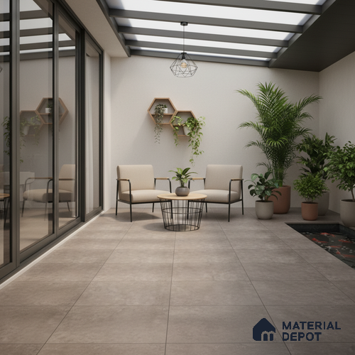 Stone Floor Tile TL 07586 Basalt Grigio 16 x 16 inch Texture Finish Vitrified Tile - 12 mm | Suitable for Parking, Outdoor & Bathroom | Pattern Alignment May Vary | 2-3 mm Spacer is Mandatory