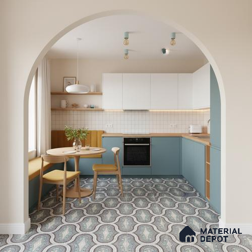 Moroccan Look Floor & Wall Tile TL 07607 Castor 2 ft x 2 ft Sinker Finish Vitrified Tile - 9 mm | Suitable For Living Room, Dining, Bathroom & Kitchen | Please Expect a Slight Variation of Pattern